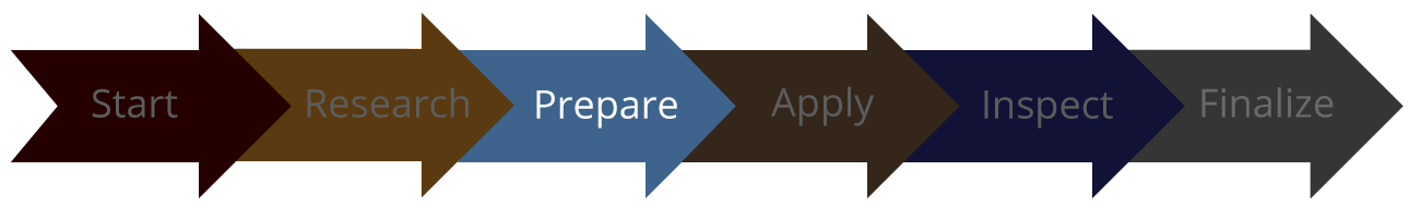 Graphic arrow showing step 3, Prepare.